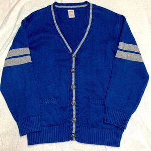 GYMBOREE BLUE LONDON ROCKER CARDIGAN BUTTON SWEATER 7 8 EUC HTF